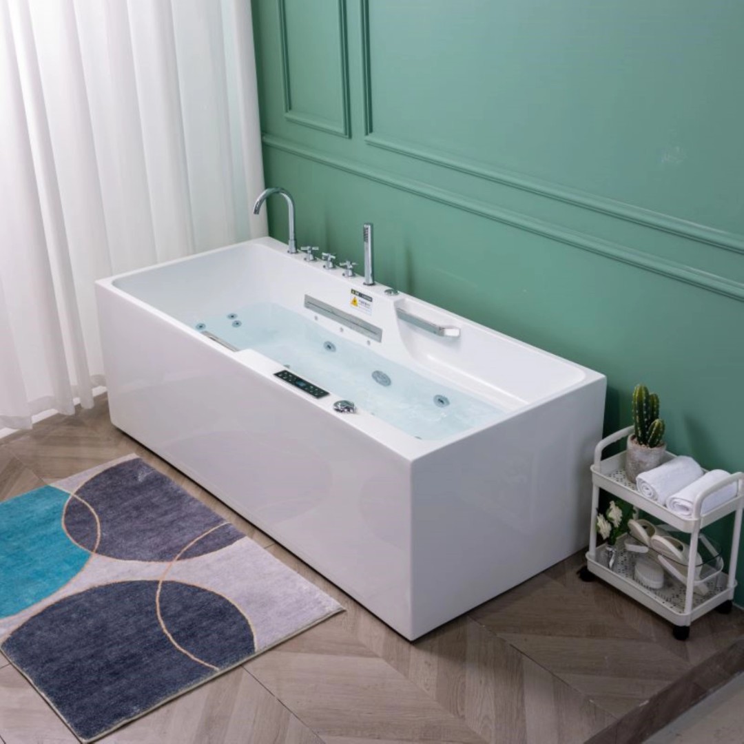 （双瀑布双扶手）亚克力豪华冲浪保温恒温家用按摩浴缸
