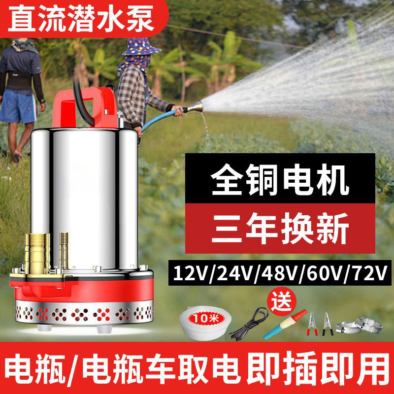 直流潜水泵12V24V48V60V72V家用抽水机灌溉农用浇地电动车抽水泵