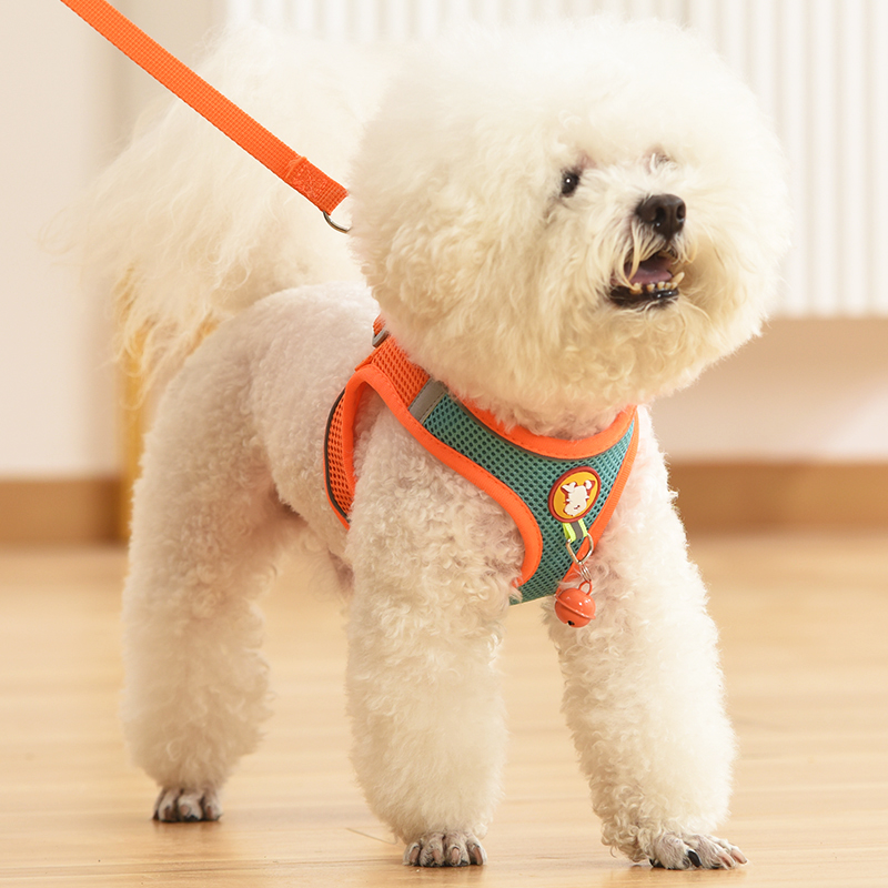 背心式狗狗牵引绳小型犬泰迪比熊博美幼犬胸背带宠物狗链子遛狗绳
