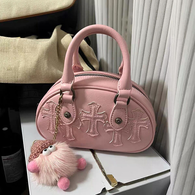 李茶粉色保龄球女包小众手提包高级感迷你包包女2025新款斜挎小包