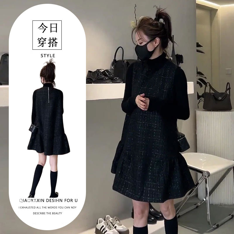 小香风马甲裙女早秋背心黑色亮丝百搭显瘦遮肉连衣裙轻奢高端女装