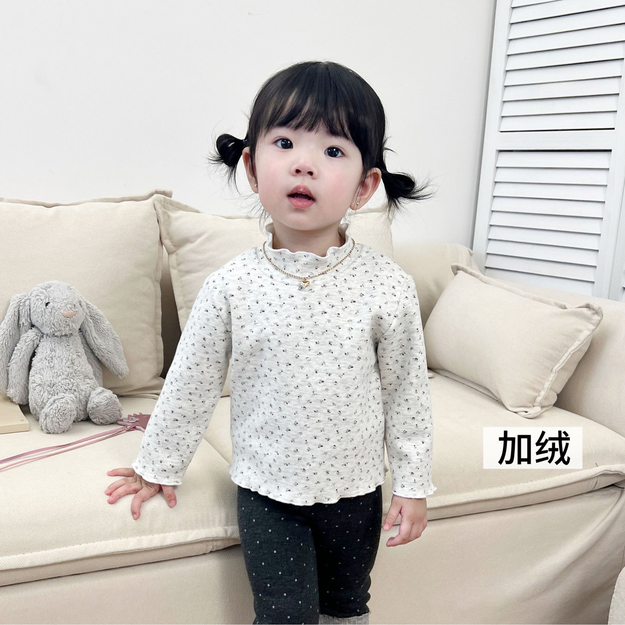 【鱼子酱5-10度】D2585T加绒纯色打底衫+D2583T加绒碎花打底衫