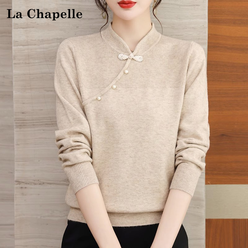 拉夏贝尔妈妈冬装毛衣2025新款中年女洋气打底衫上衣中老年针织衫