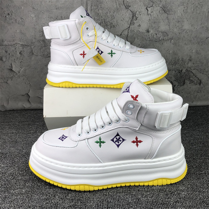 欧洲站刺绣厚底高帮鞋男秋冬新款潮流百搭运动休闲小众设计小白鞋