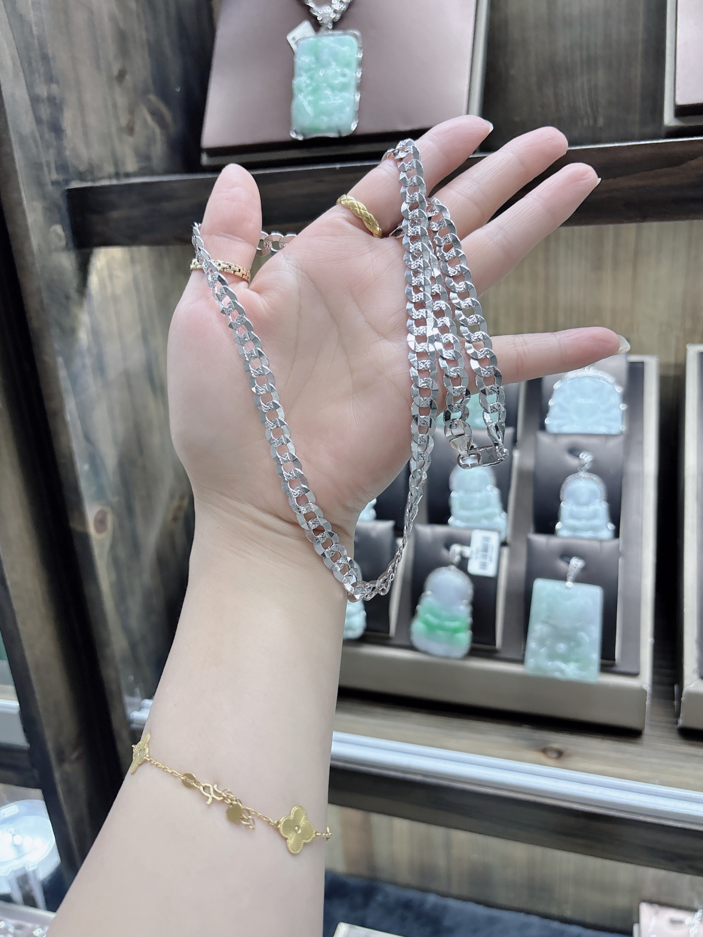 非金属合成锆石项链 男士锁骨链时尚轻奢古风牛仔马鞭扁链颈链