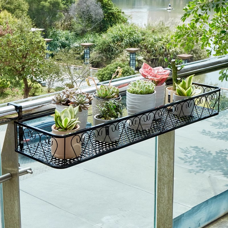 阳台挂式花架悬挂心形栏杆挂架阳台户外花架防盗网护栏挂式花盆架