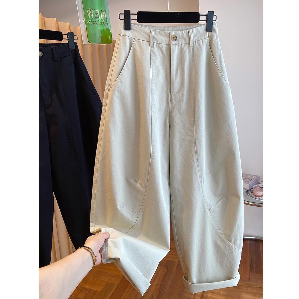 新款百搭韩国东大门女春秋宽松高腰百搭镰刀裤长裤阔腿休闲弯刀裤