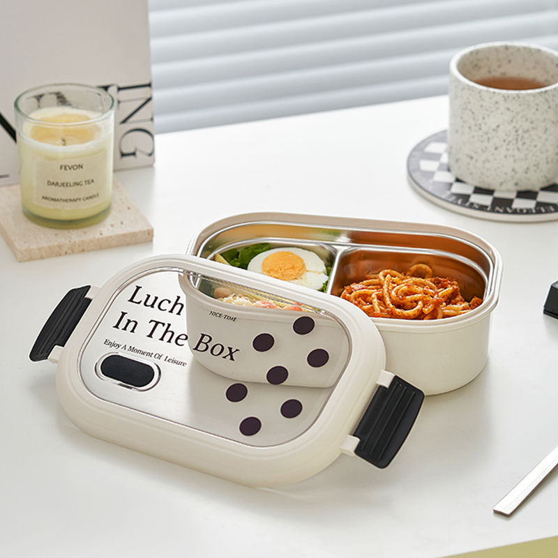 不锈钢保温饭盒ins风专用分隔食品级分格便携便当餐盒学生上班d3