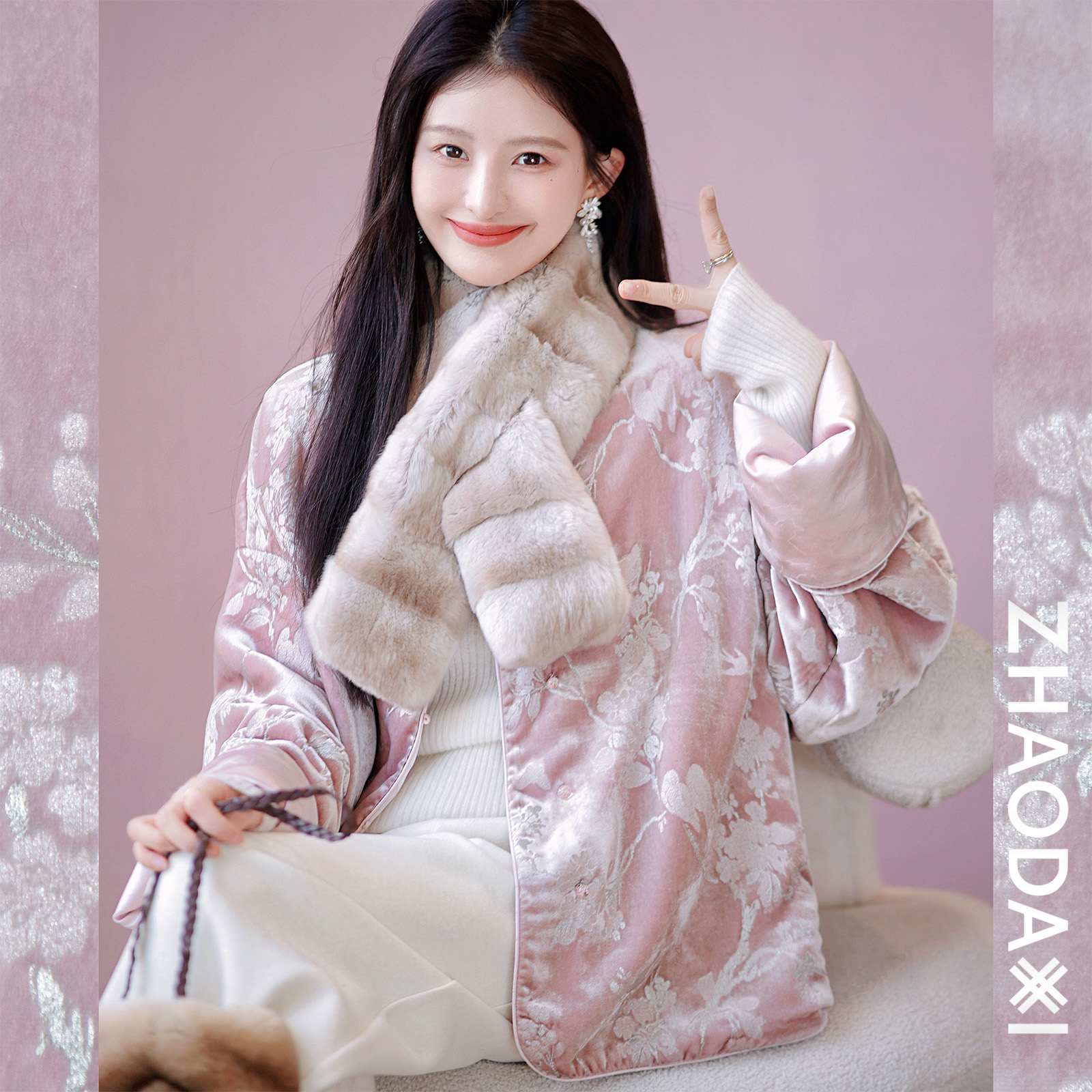 【赵大喜】现货！粉黛-国风蚕丝| 1OO真丝+手工雕印