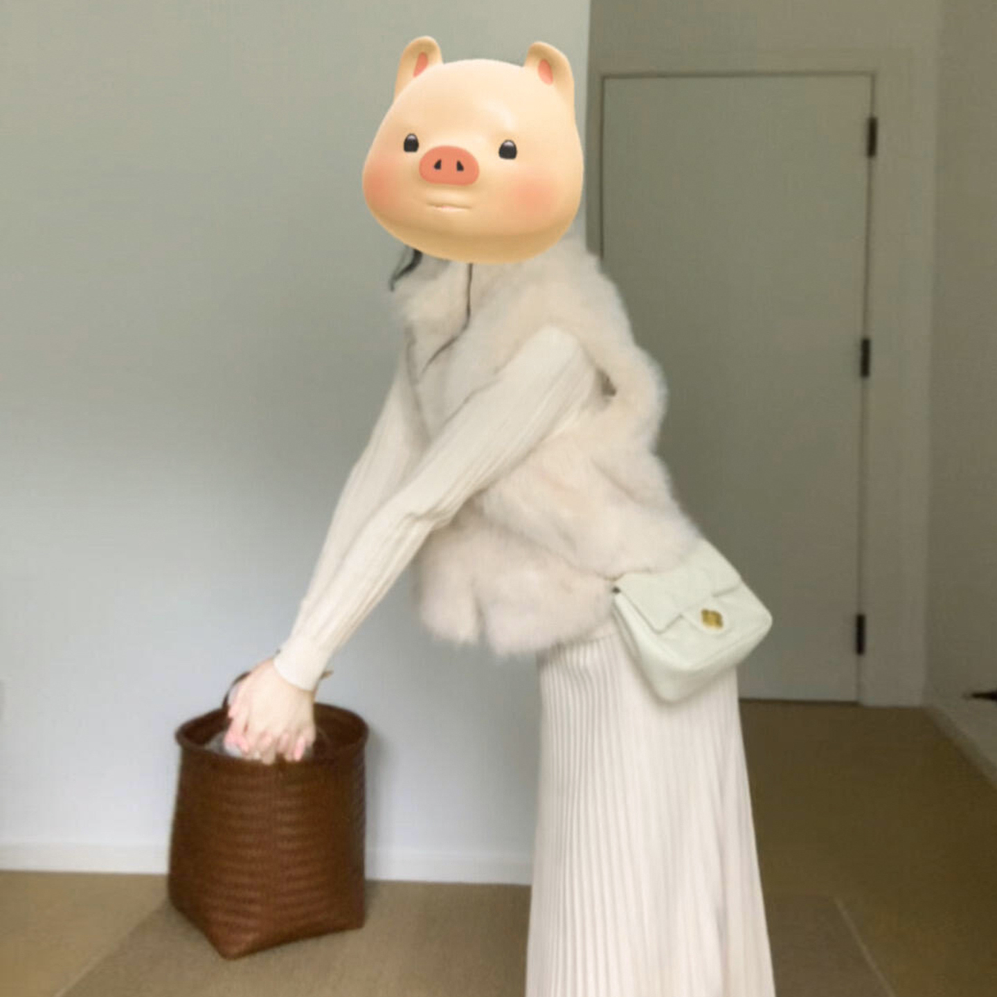 法式气质白色针织连衣裙女秋冬季2025新款巨好看韩系穿搭一整套装