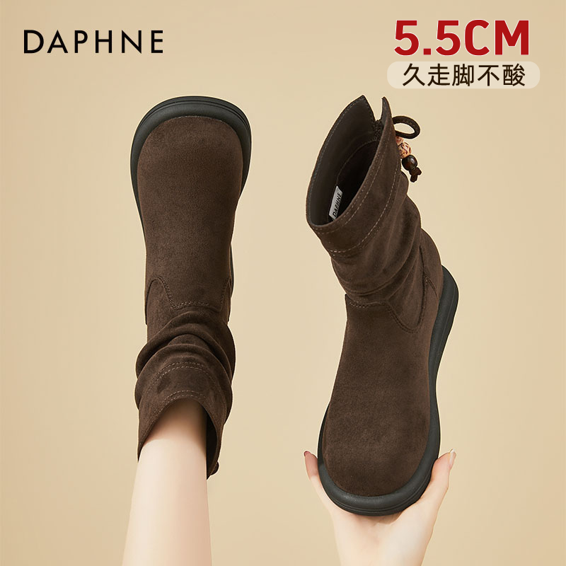 达芙妮复古西部牛仔靴女鞋秋季新款2025爆款短靴旅游堆堆靴马丁靴