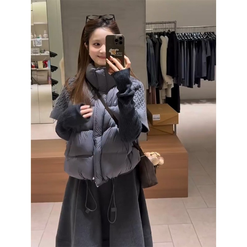 秋冬新款韩系穿搭立领棉服外套上衣高腰A字半身裙套装