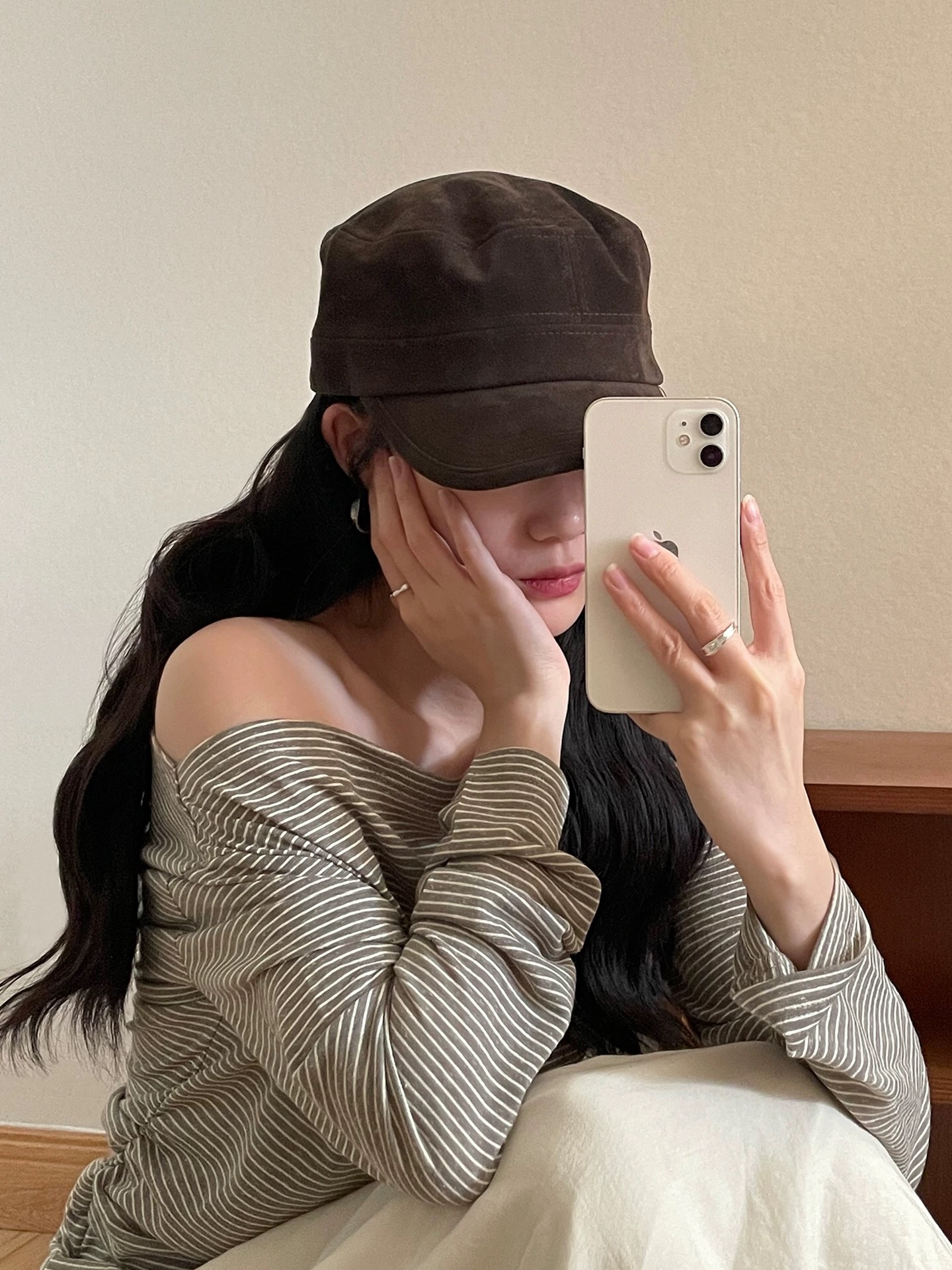 复古新款麂皮绒平顶马术帽子高端时尚百搭骑士帽报童帽复古帽子