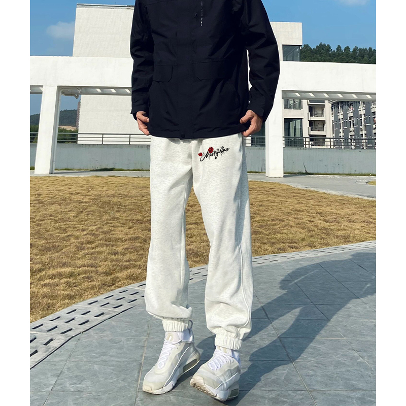 特大码300斤潮牌个性创意嘻哈印花宽松束脚长裤男款秋季百搭卫裤