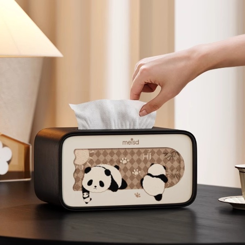 美世达复古家用皮革纸巾盒客厅桌面高档轻奢茶几遥控器收纳抽纸盒