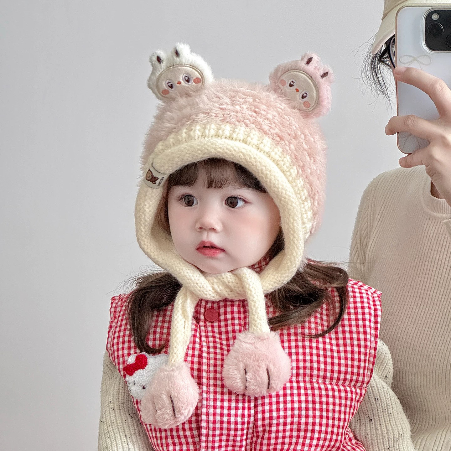 婴儿帽子秋冬季宝宝加厚绒帽超萌可爱卡通保暖女童针织护耳毛线帽