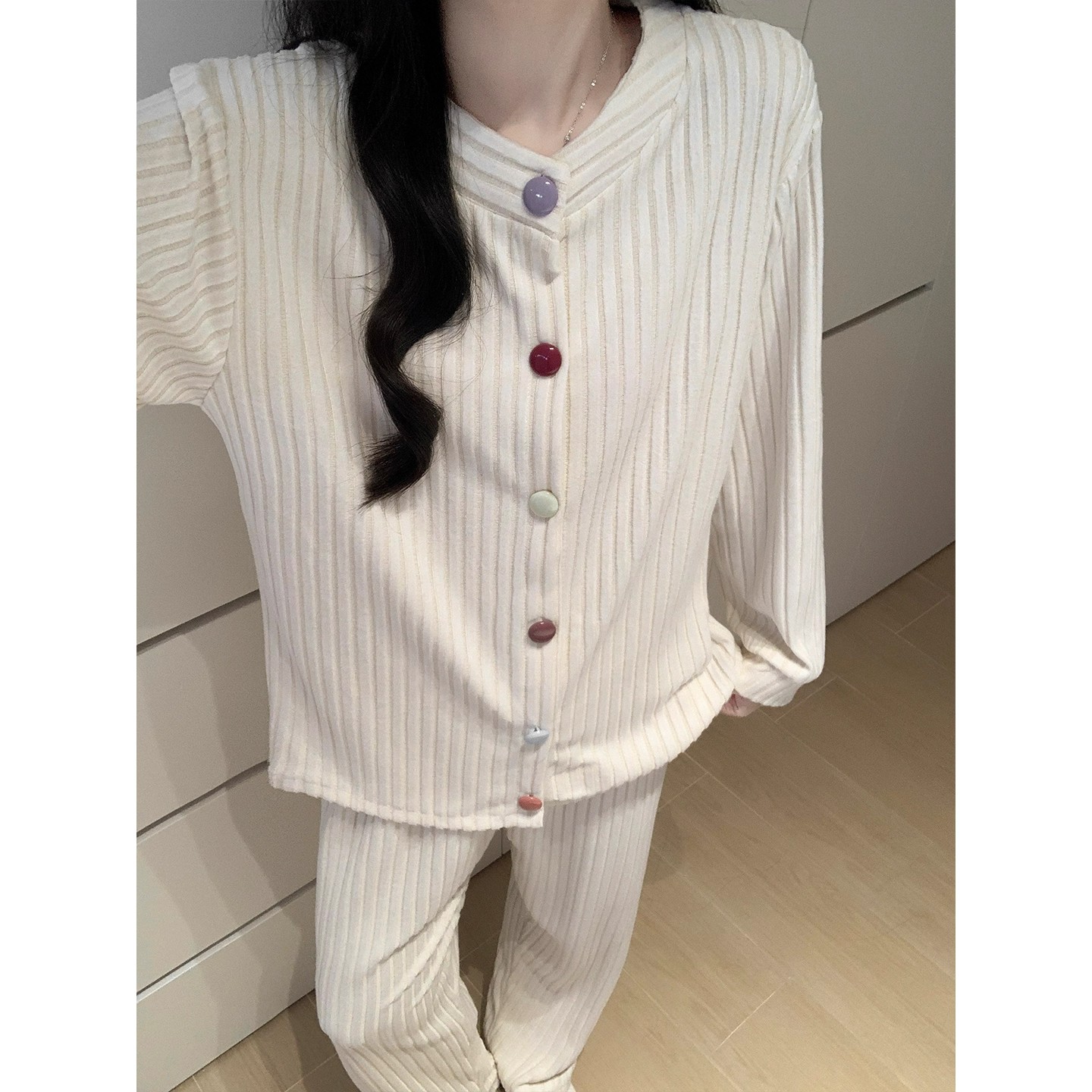 薄绒睡衣女春秋款德绒韩系简约风高级感长袖秋冬季2025新款家居服