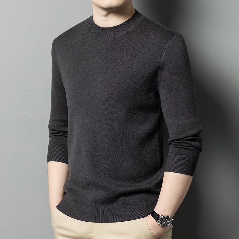 【山羊绒+桑蚕丝加厚500克】四平针半高领高档男士羊绒衫毛衣针织衫