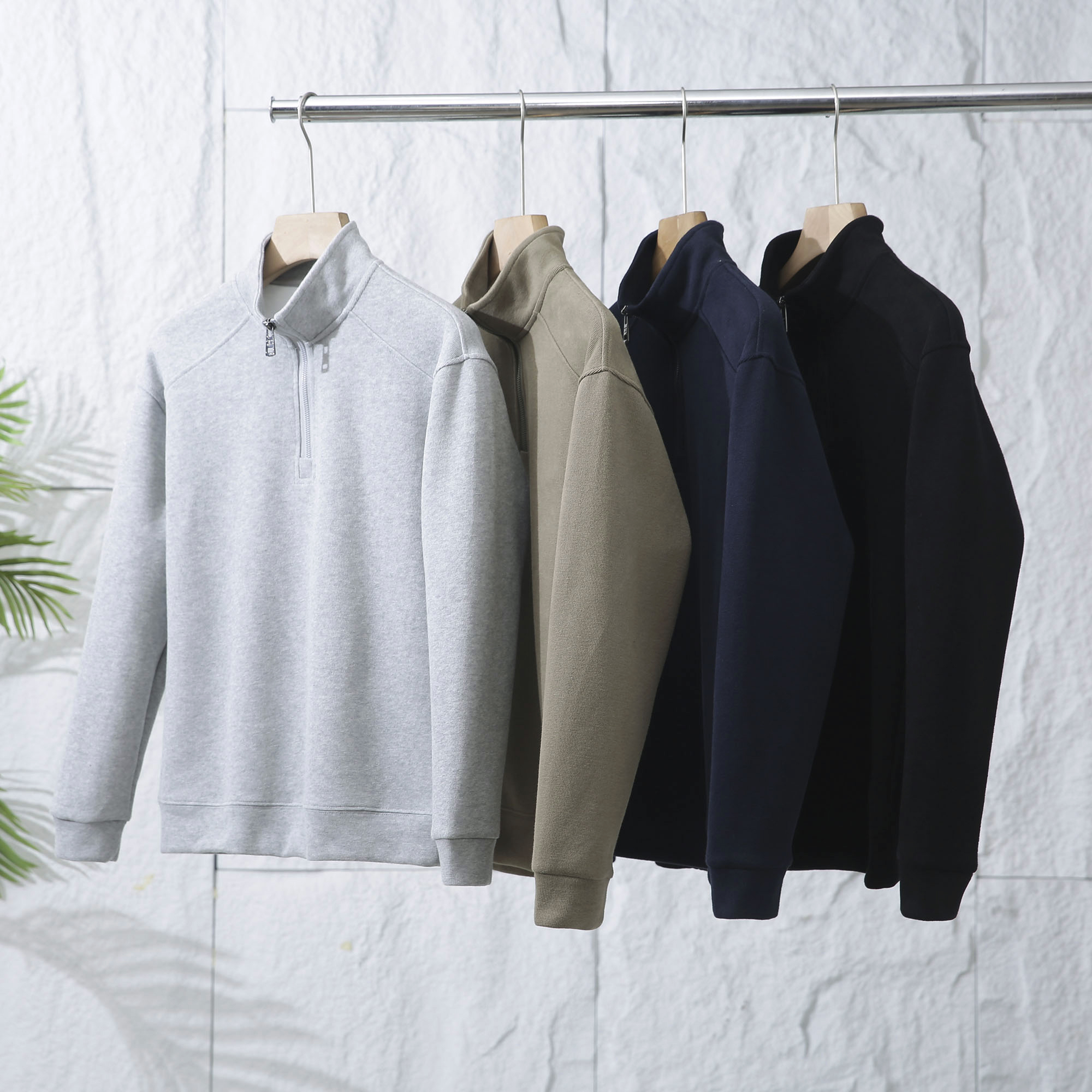 2025秋冬季男士卫衣日常休闲时尚百搭立领半拉链套头打底衫