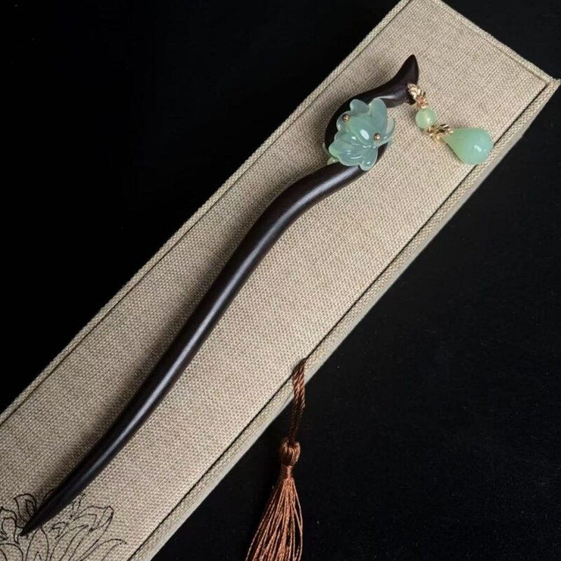 诗泊雅  紫光黑覃木发簪高级感新中式国风流苏发簪古风