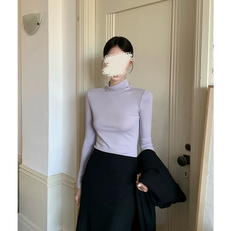 【mimius】U 羊毛蚕丝高领韩系百搭长袖打底T恤 G10023