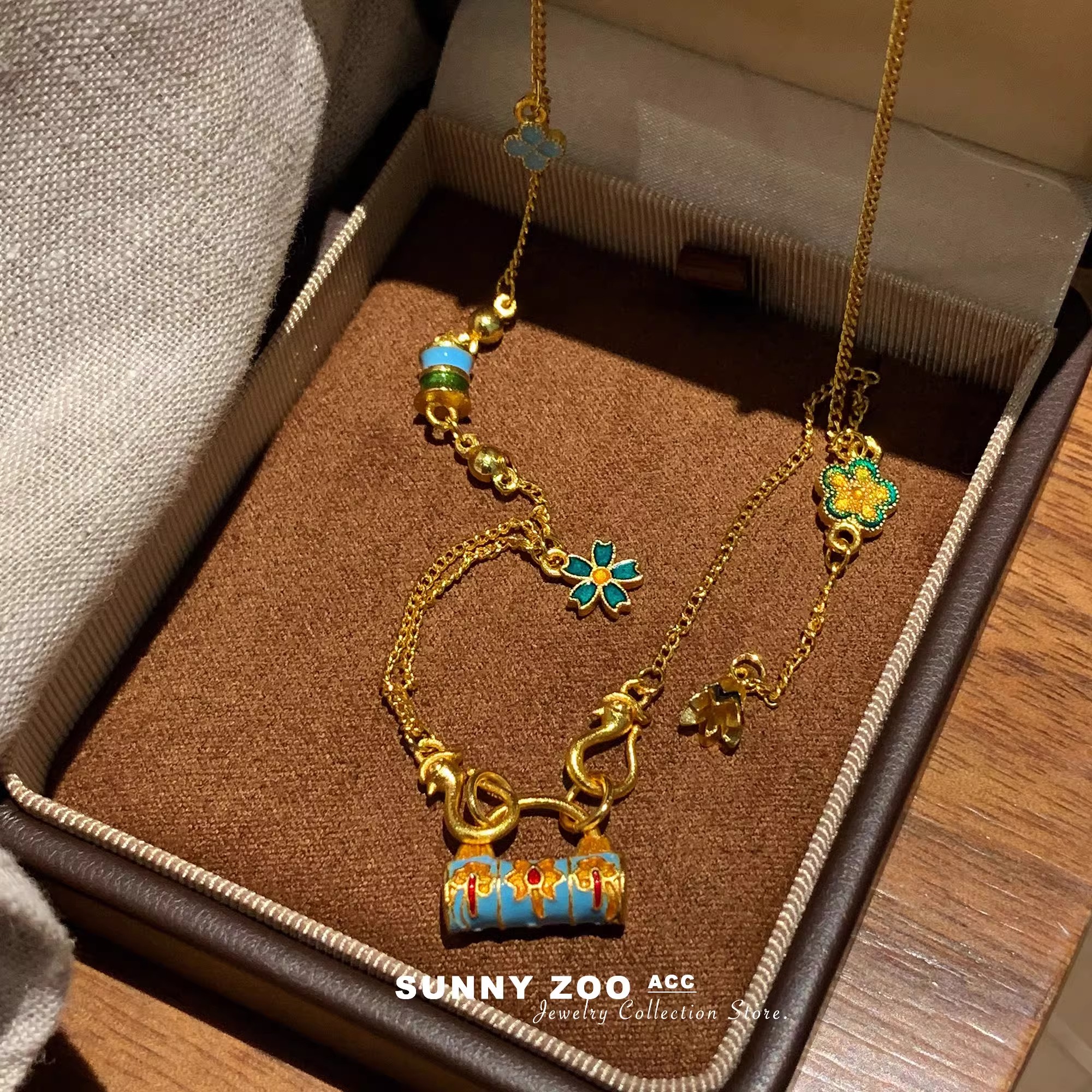 铜合金项链 新中式平安锁项链轻奢高级感气质锁骨链春夏颈链配饰