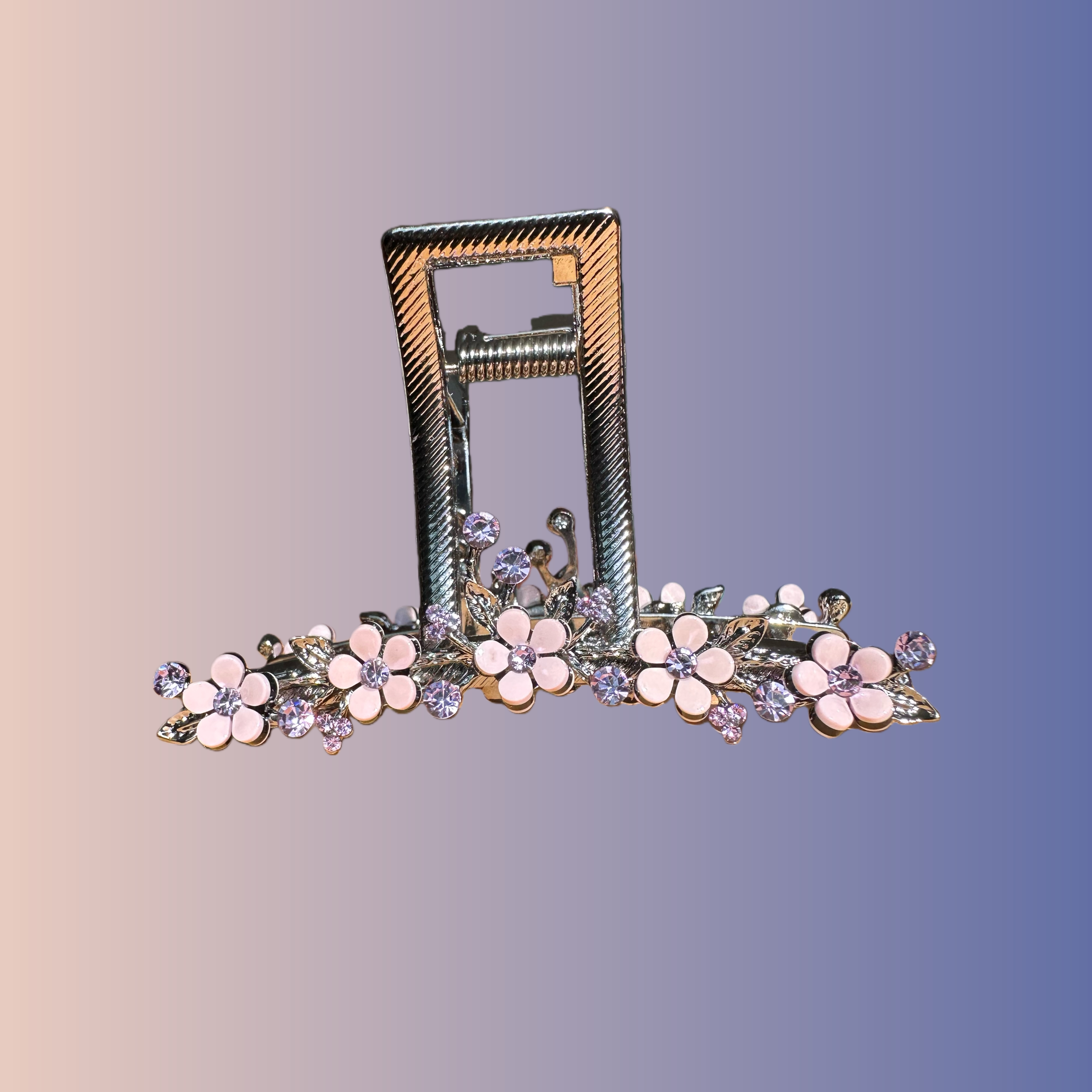 皮质铁合金蔷薇花抓夹气质优雅高级感盘发后脑勺发饰夹子网红发卡