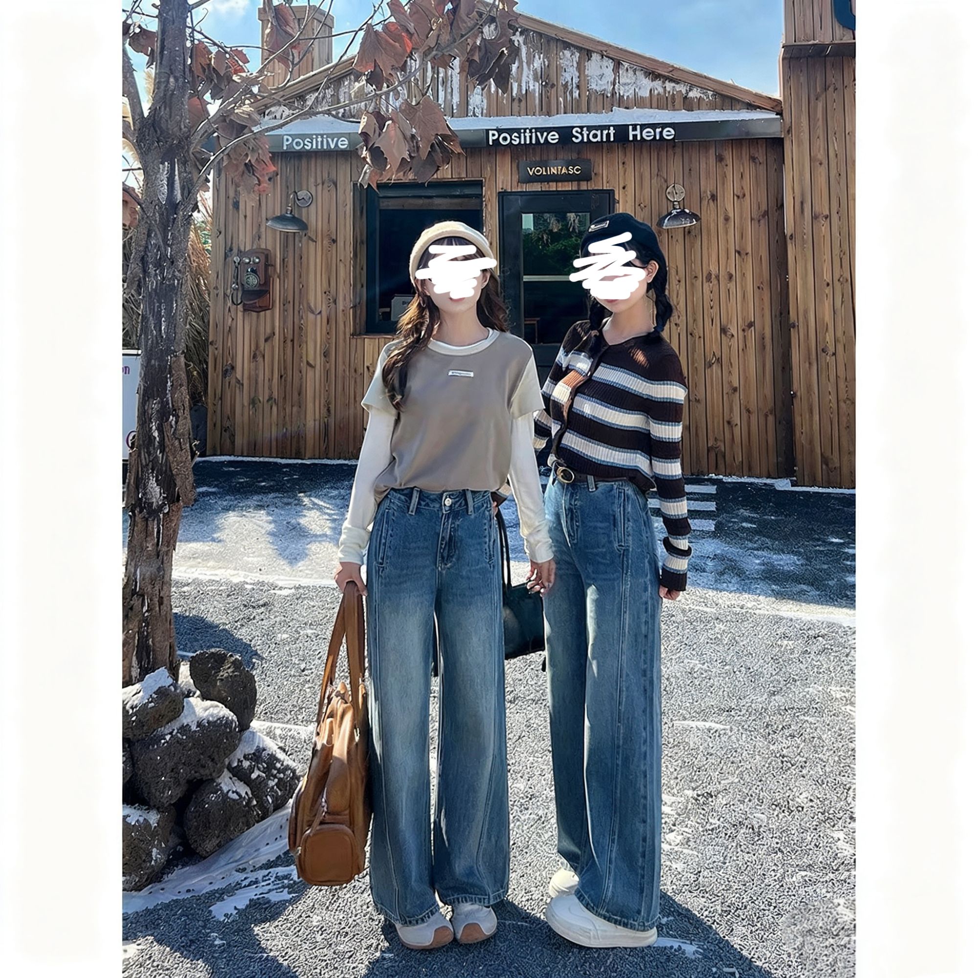 设计感【小个子定制】秋季新款直筒阔腿裤女2025年爆款休闲牛仔裤子