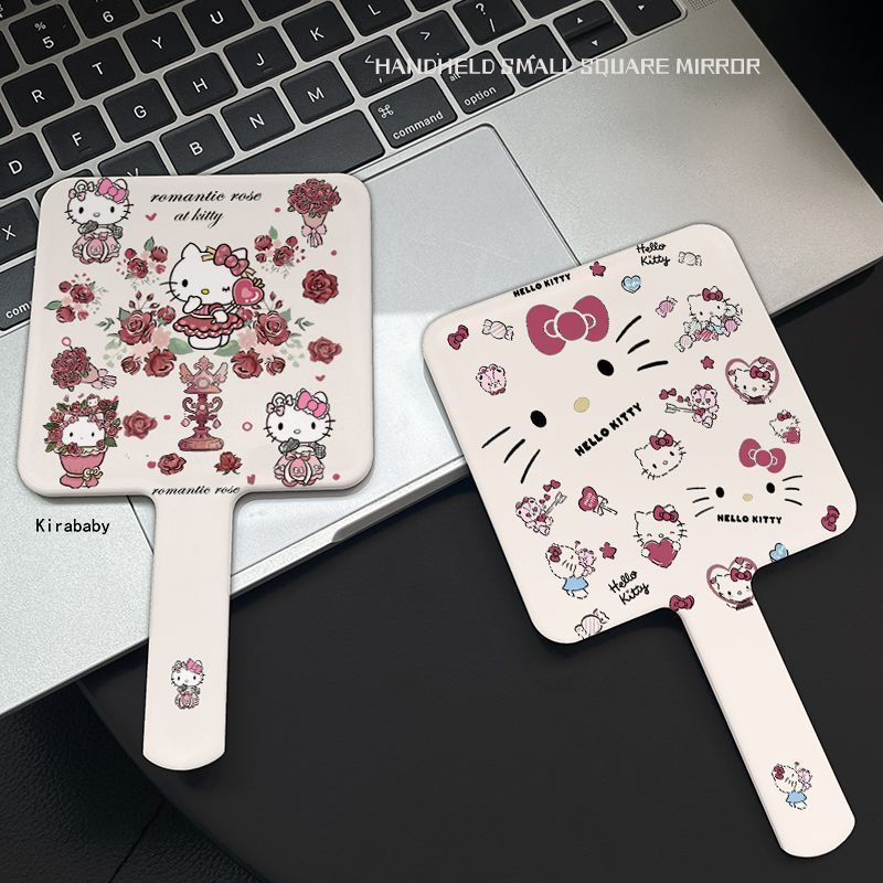 玫瑰kt猫宿舍用随身携带手持镜高清手柄化妆镜补妆小镜手持外带