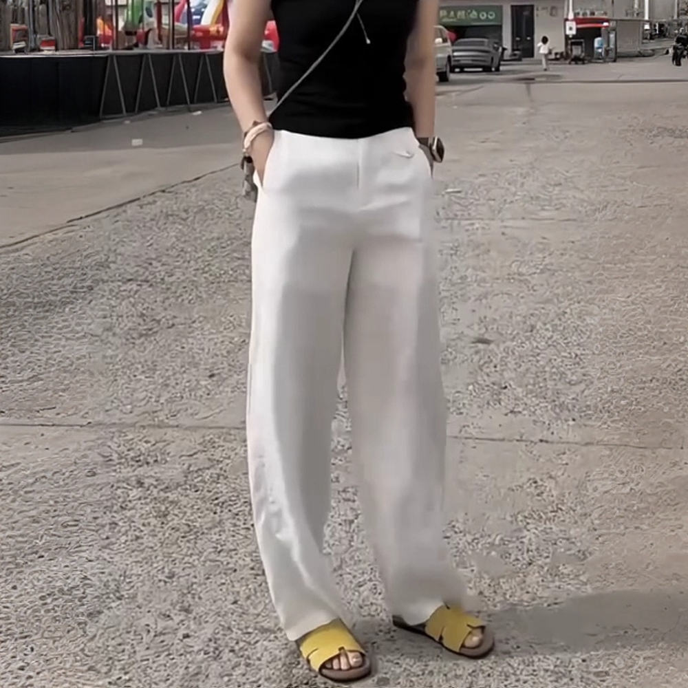 夏季薄款莱赛尔百搭直筒阔腿裤大码垂感透气宽松高腰显瘦休闲裤女