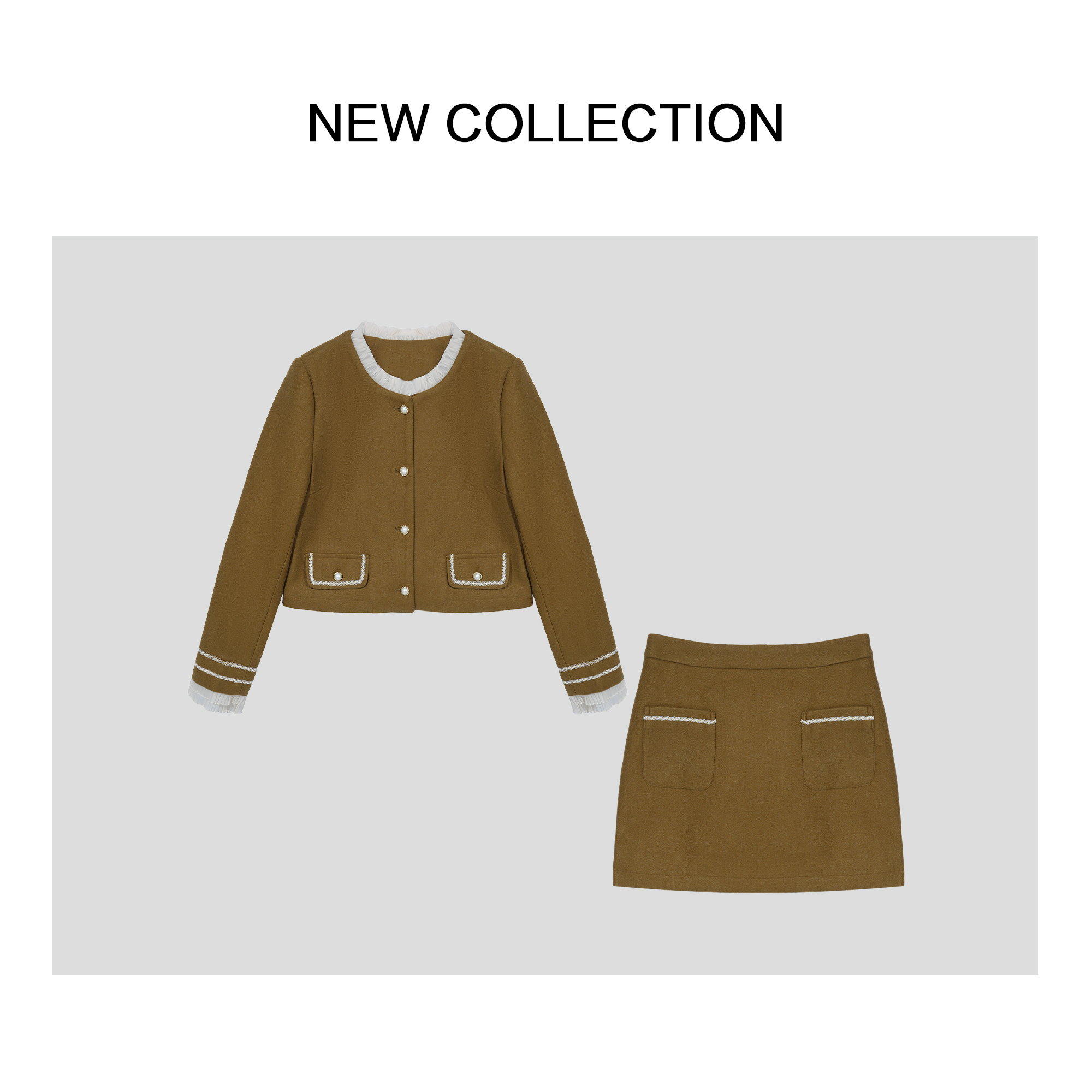 【香香严选】 经典优雅风中厚款珍珠纽扣套装 D1F58021-2028