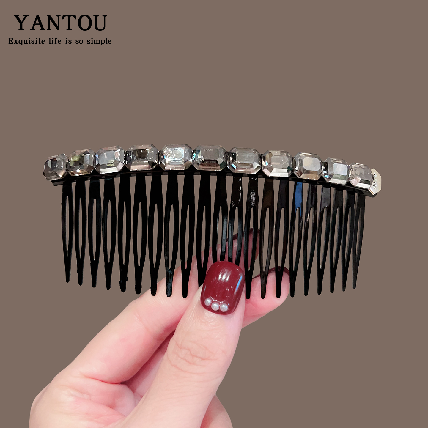 韩国发饰2025新款水钻头饰成人水晶韩版刘海梳发梳插梳水钻发卡子