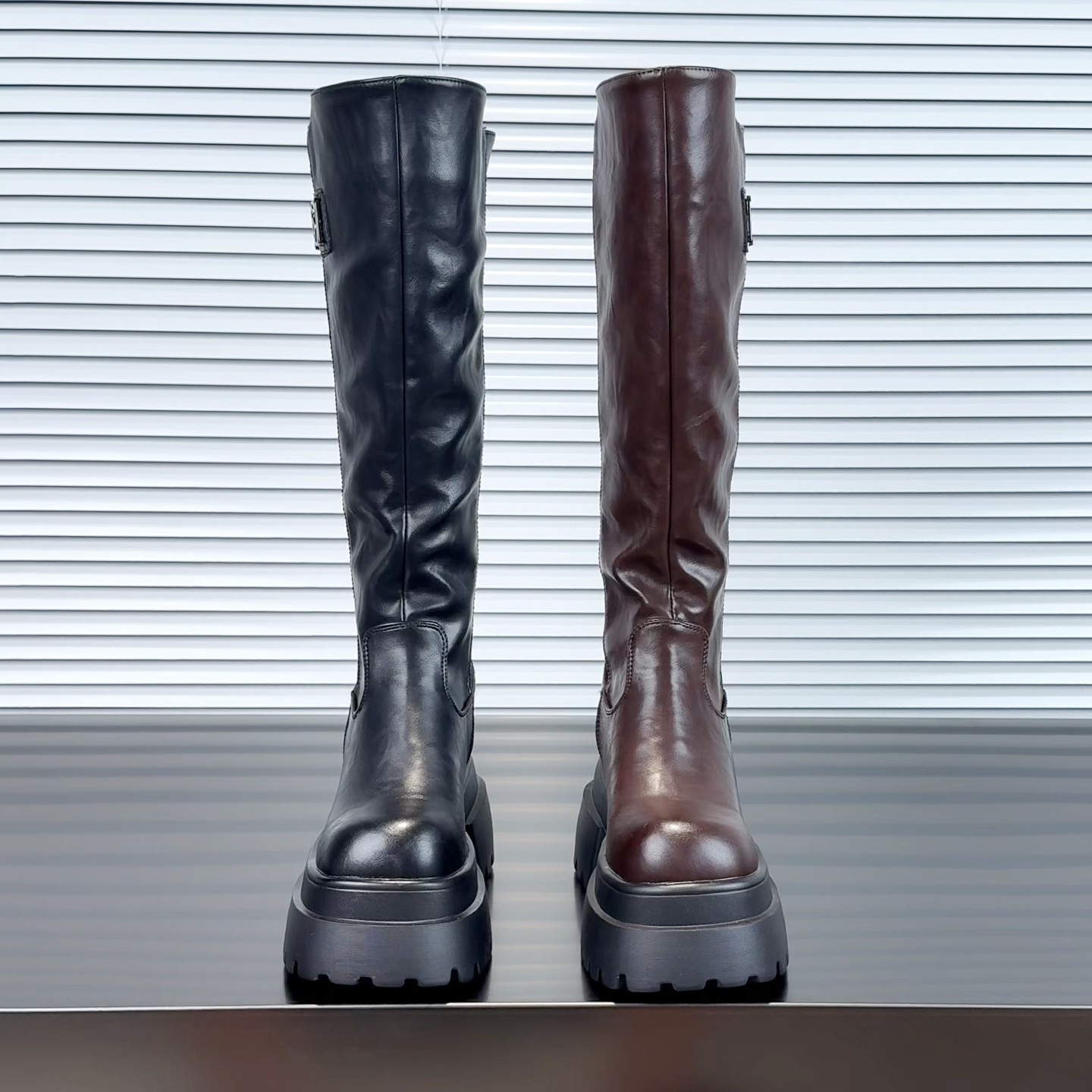 小个子高筒靴英伦风厚底增高12CM秋冬季新款显瘦马丁靴显瘦显腿长