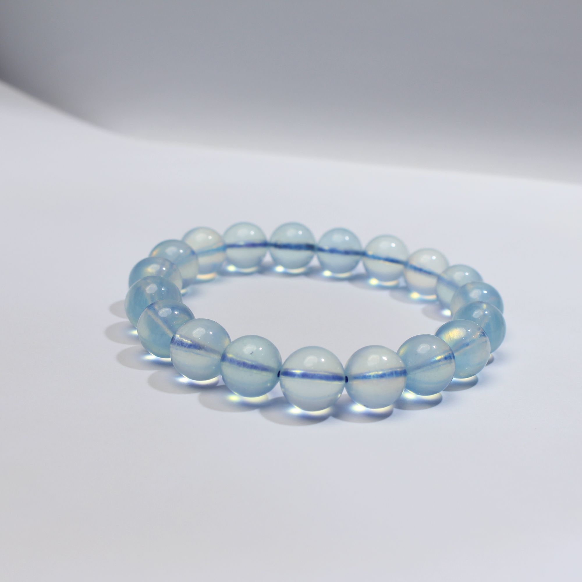 天然晶体七彩海蓝宝水晶手串