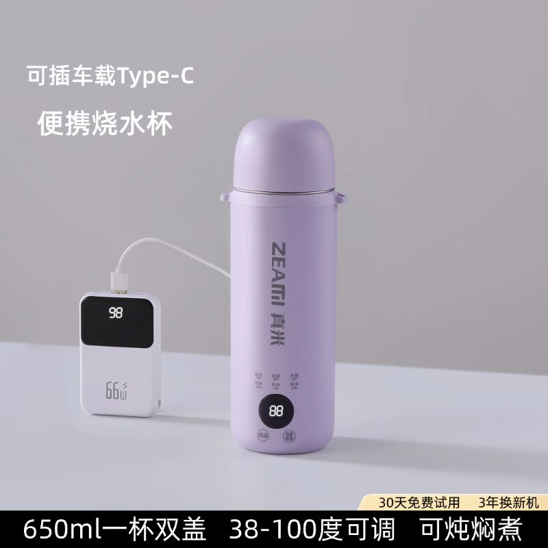 德国真米烧水杯便携式烧水壶车载旅行电热水杯小型加热保温热水壶