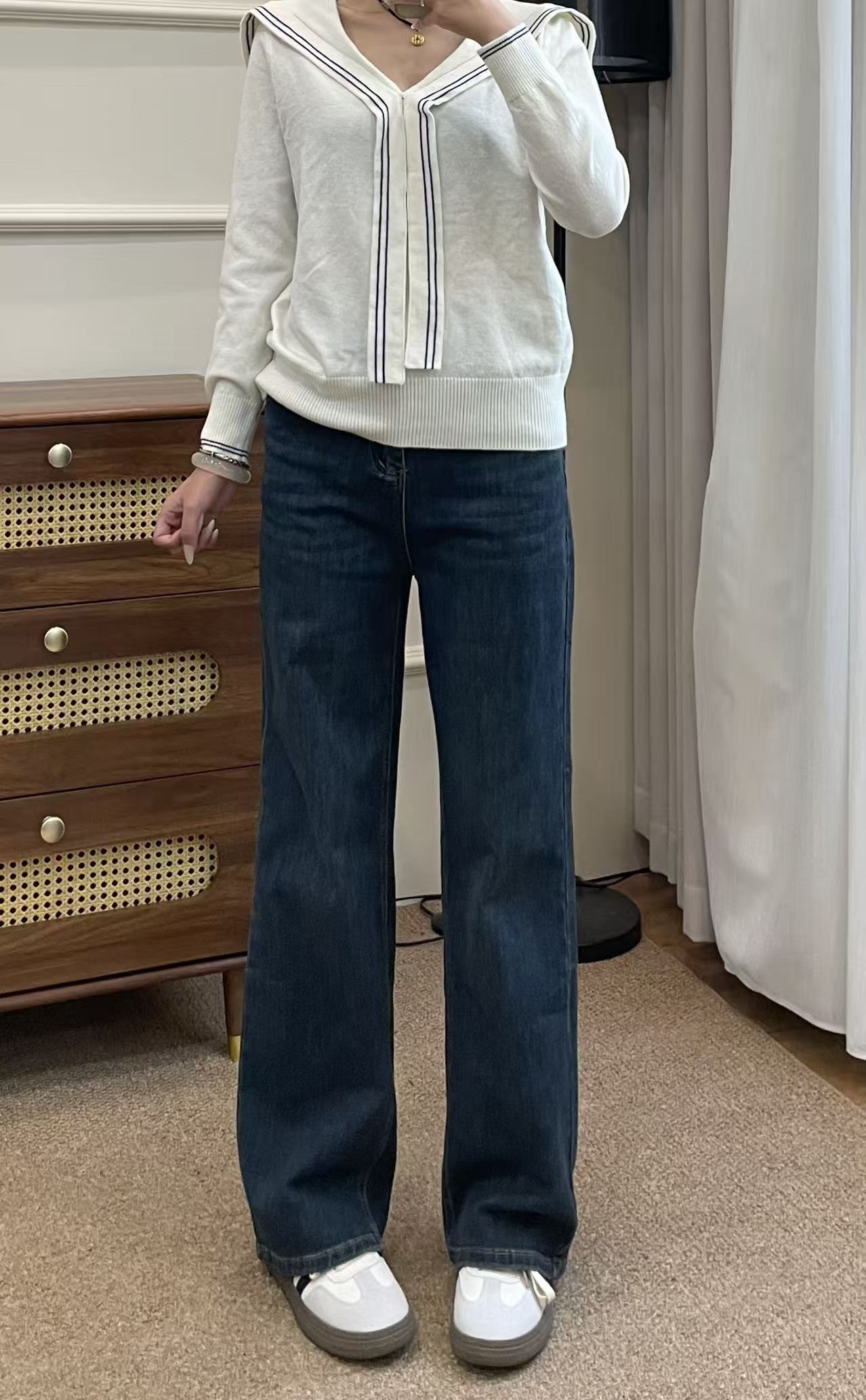 宽松阔腿牛仔裤女直筒高腰显瘦拖地裤胖妹妹秋季大码梨型身材长裤