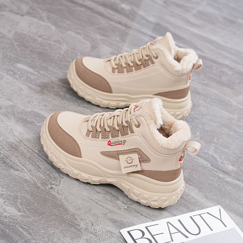 厚底高帮老爹鞋女加绒加厚棉鞋2025冬季新款保暖鞋韩版休闲运动鞋