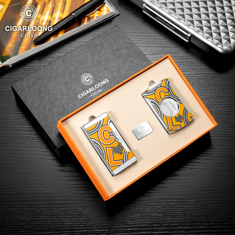 茄龙雪茄烟具套装锋利平剪雪茄剪防风直冲雪茄打火机CL-TZ2731