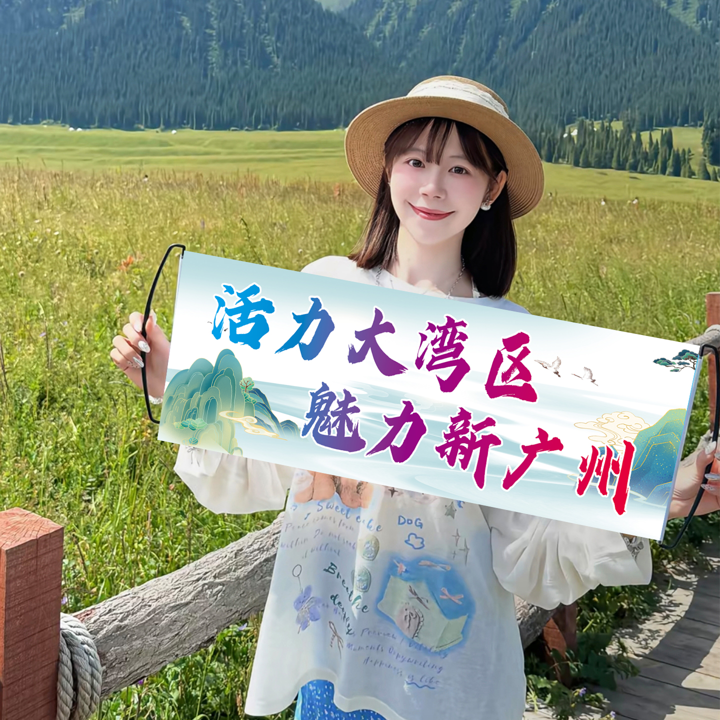 活力大湾区魅力新广州横幅旗子活力大湾区魅力宣传手拉旗自动伸缩