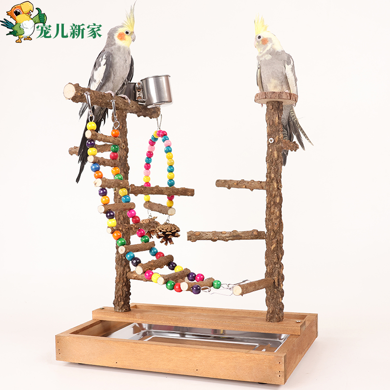 花椒木鹦鹉玩具解闷自嗨站架站杆站台鹦鹉秋千云梯攀爬梯云梯楼梯