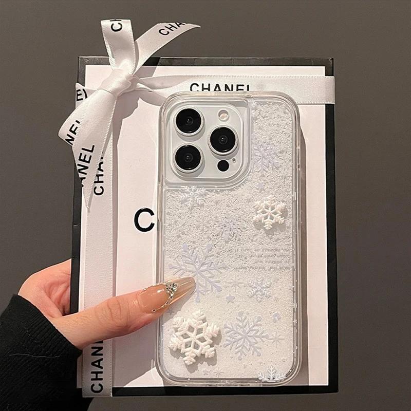 奥菲顿冬日雪花贴片适用苹果17/16流沙手机壳华为vivo小米17oppo