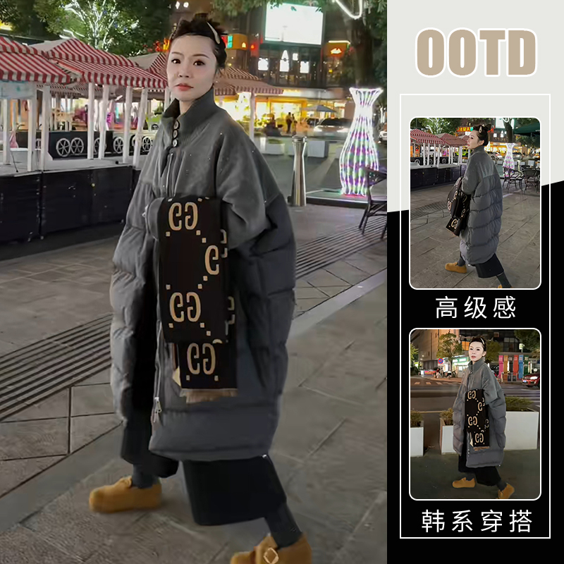 2025冬季新款韩版气质休闲中长款棉衣慵懒风欧美加厚保暖棉服外套