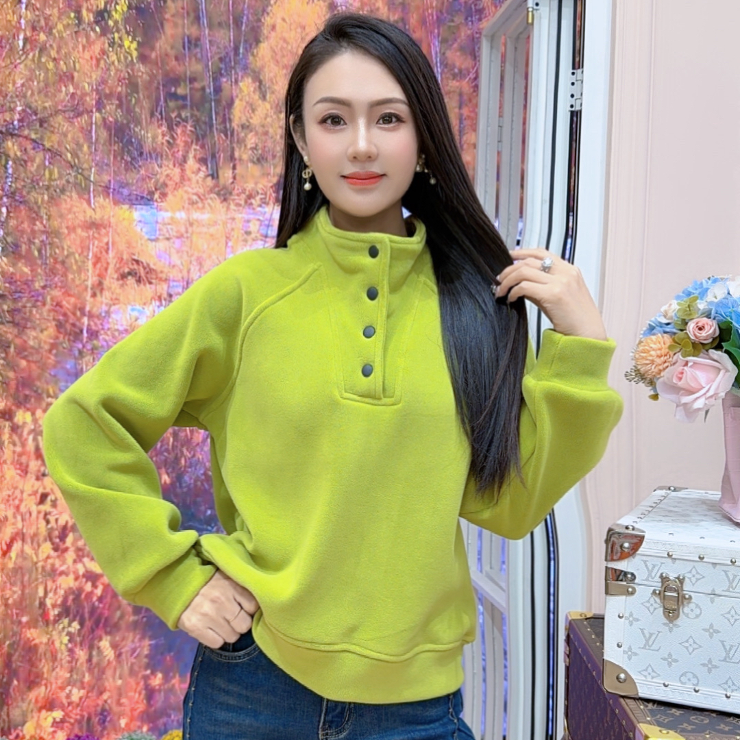 加绒加厚冬款立领短款百搭保暖套头卫衣韩版时尚休闲上衣