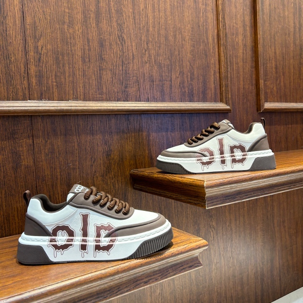 【文麒潮鞋】秋季新款男鞋皮面欧洲站厚底皮面百搭时尚潮男士休闲鞋