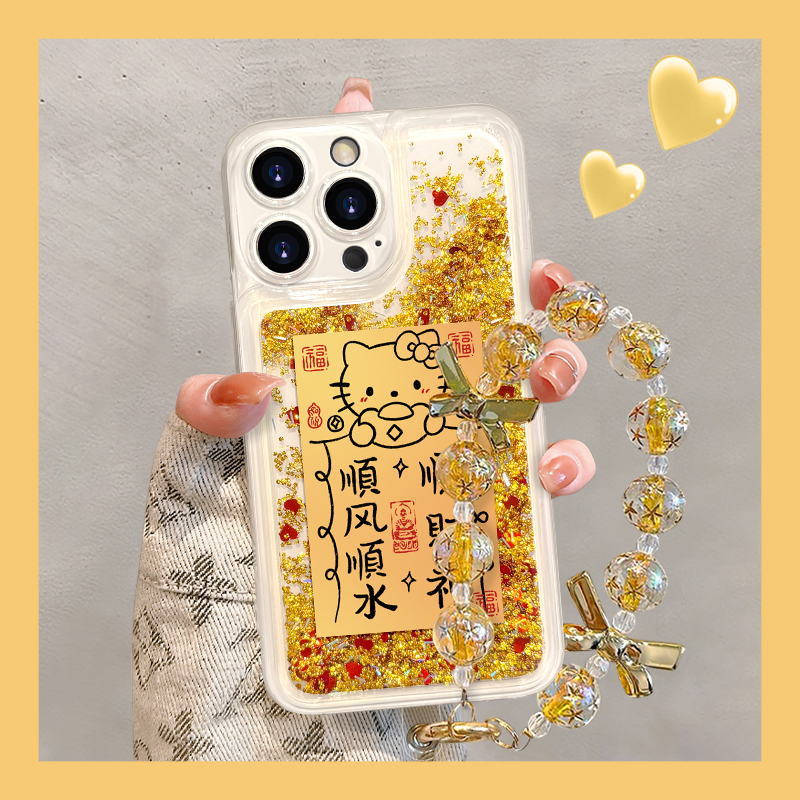 适用于苹果16/oppo华为vivo元宝KT猫手机壳网红可爱创意流沙壳新