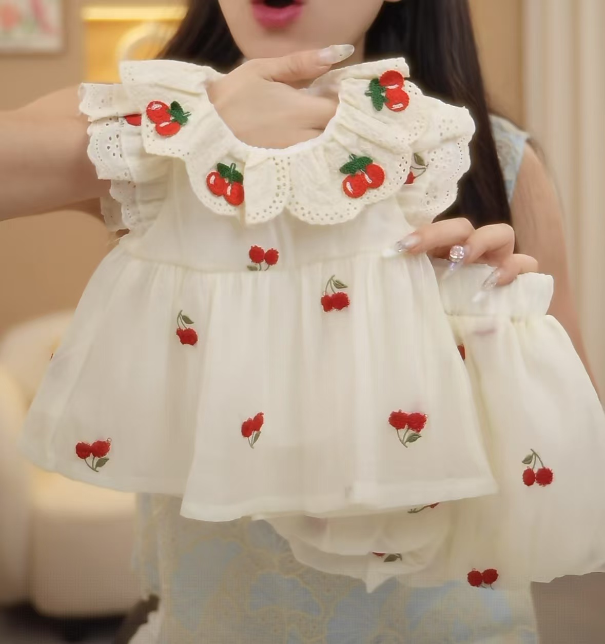 女童夏季套装娃娃领碎花公主甜美宝宝夏装花苞裤洋气儿童装两件套