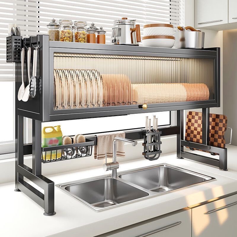 厨房台面水槽置物架家用碗碟收纳洗碗槽水池防尘碗柜多功能沥水架