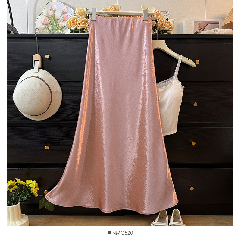 欧货女鱼尾裙高端半身裙中长款时尚气质女装包臀2025缎面新款醋酸