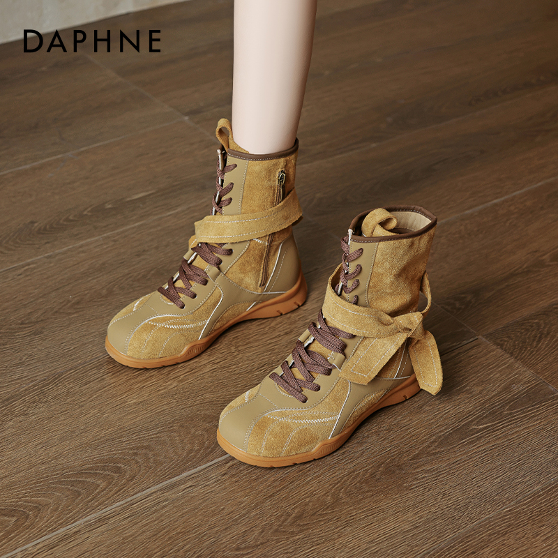 达芙妮马丁靴女2025新款秋季高帮德训拳击靴沙丘废土风美拉德短靴