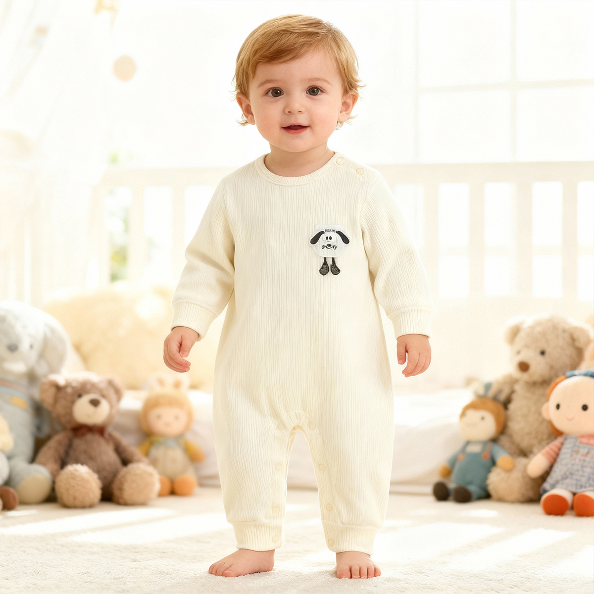 宝宝春秋季慕斯绒连体衣长袖新生儿衣服舒适亲肤哈衣秋季爬服